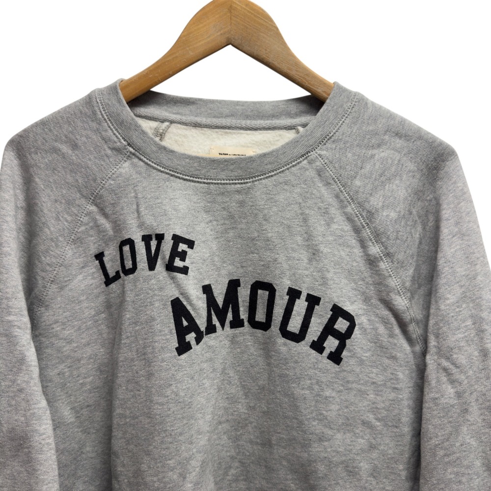 Zadig & Voltaire Women's Large Gray Upper Love Amour Pullover Fleece Sweatshirt